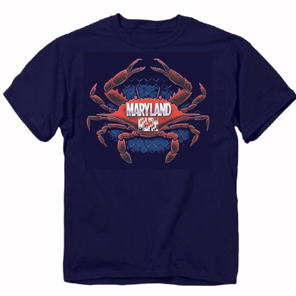 Maryland Crab Flag Emblem Short Sleeve T-Shirt - NEW Fast Ship - Picture 1 of 5